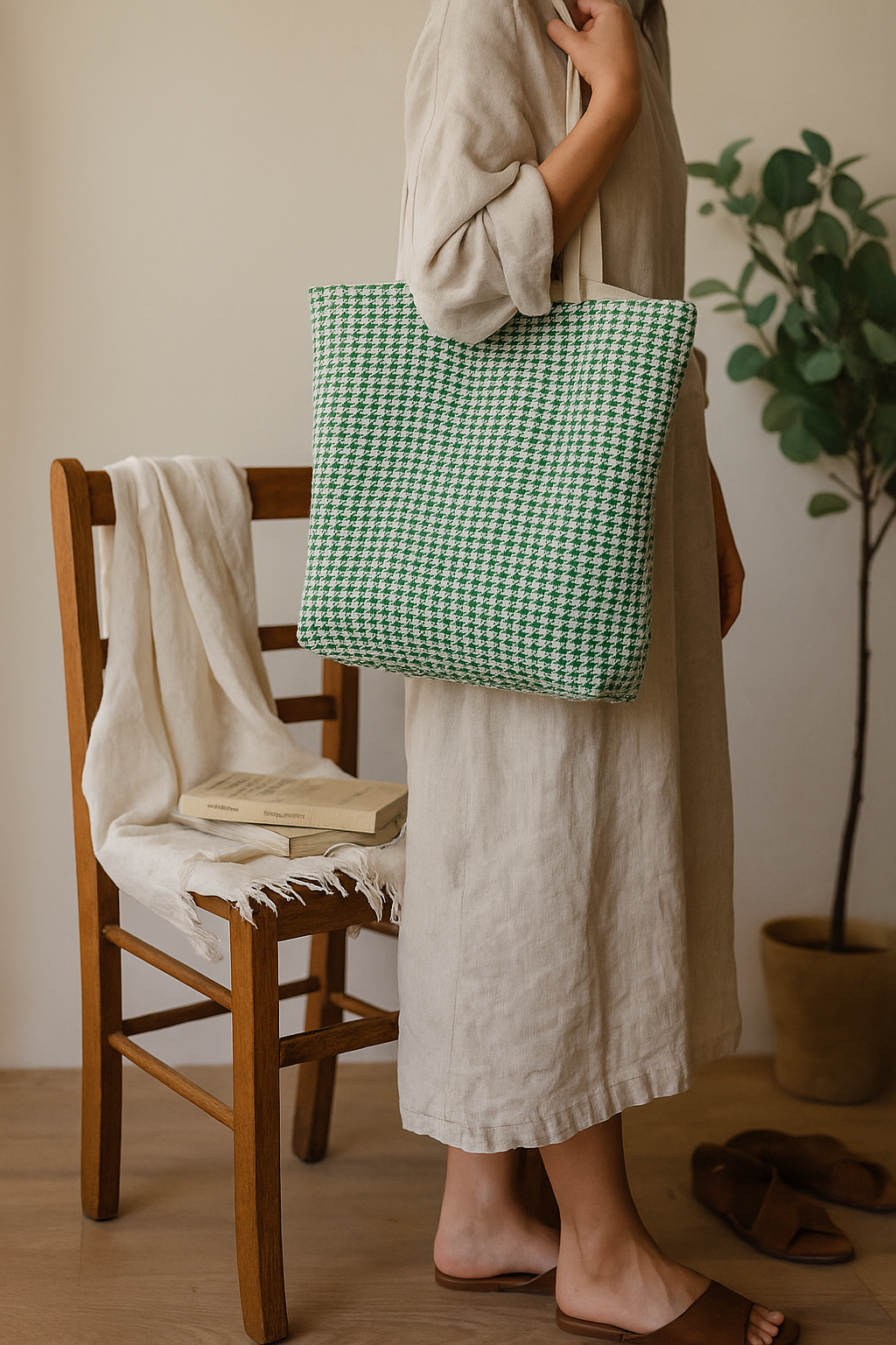 Akhirah Tote-Green & White