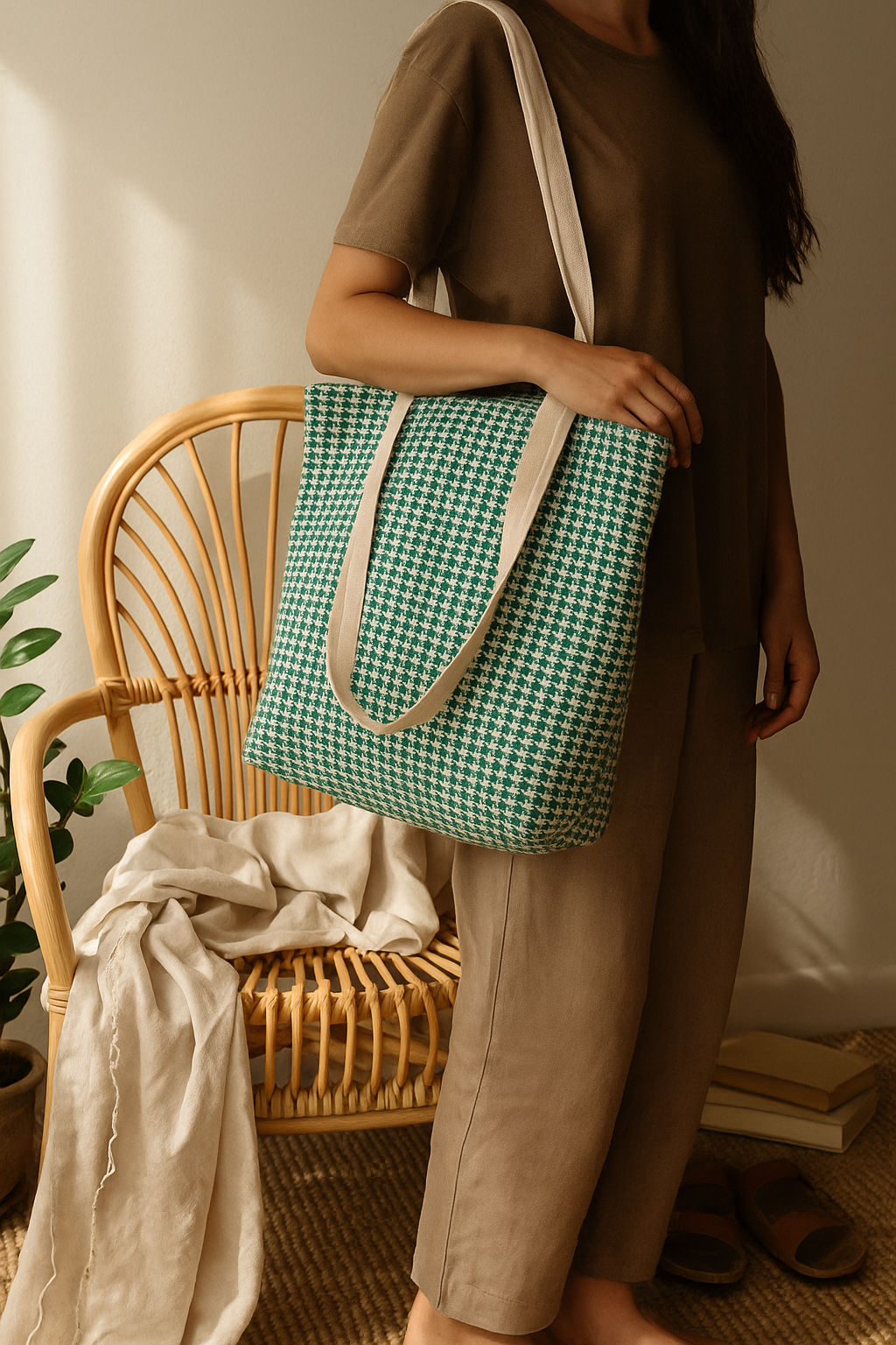 Akhirah Tote-Green & White
