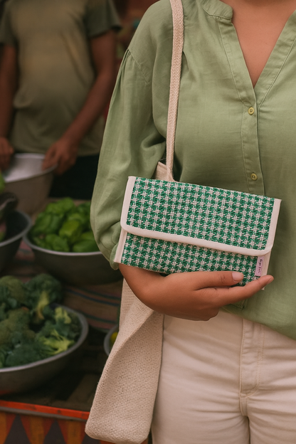 Akhirah Clutch-Green and White